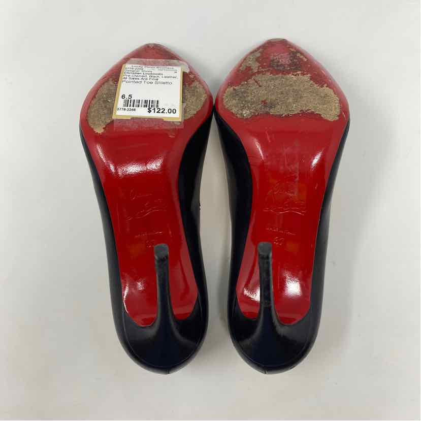 Pre-Owned Christian Louboutin Black Leather Shoe Size 6.5 Designer Shoes