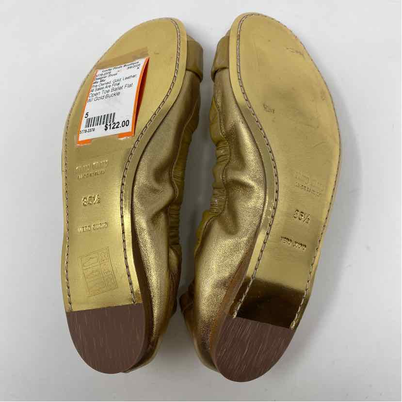 Pre-Owned Miu Miu Gold Leather Shoe Size 5 Designer Shoes