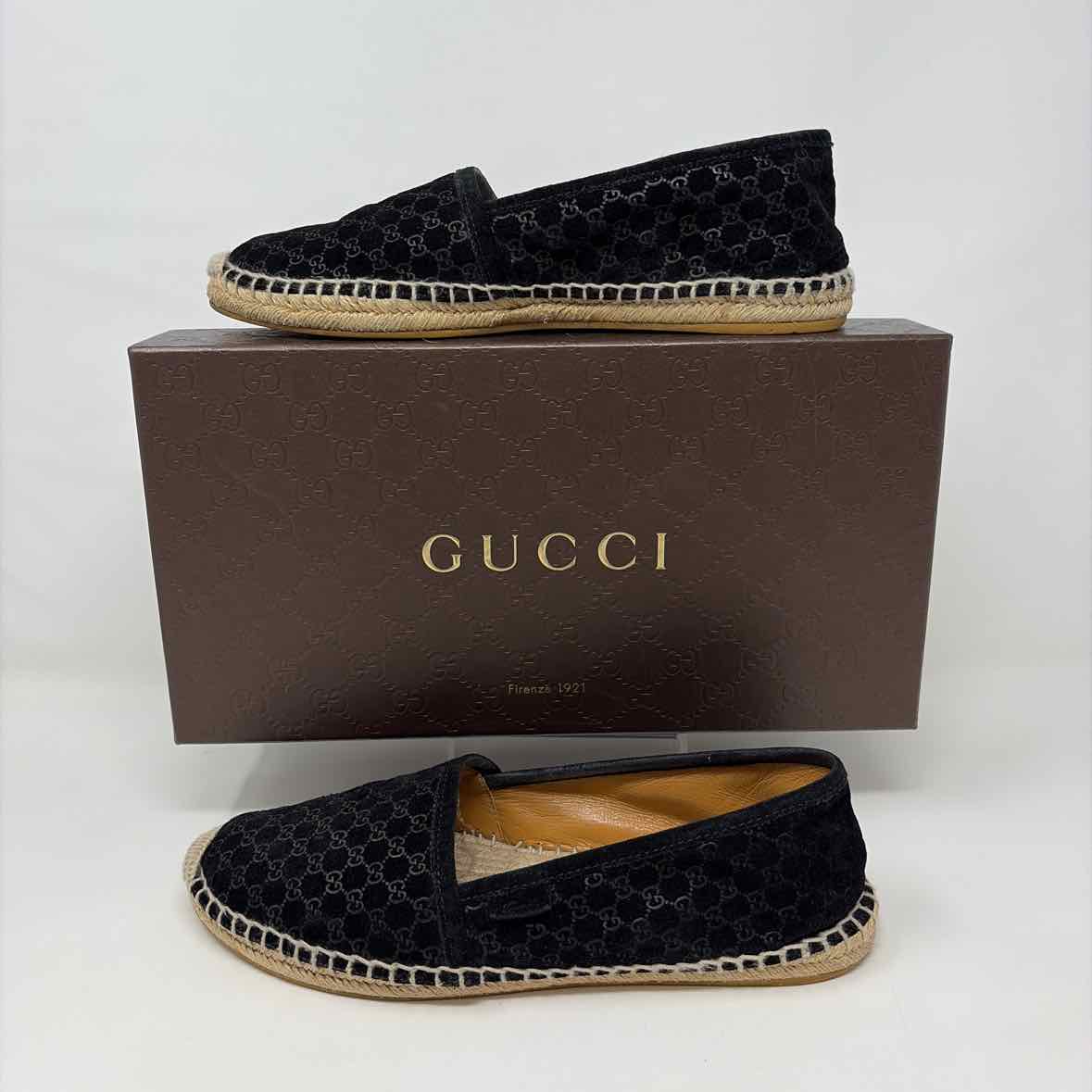 Pre-Owned Gucci Black Suede Shoe Size 8 Designer Shoes