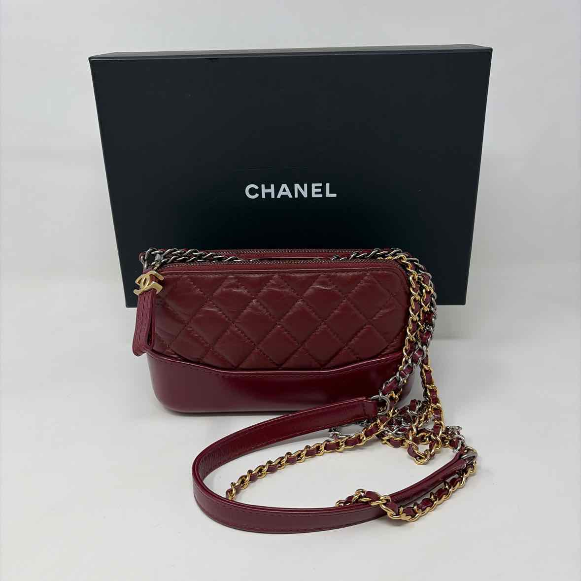 Pre-Owned Chanel Burgundy Leather Designer Handbag