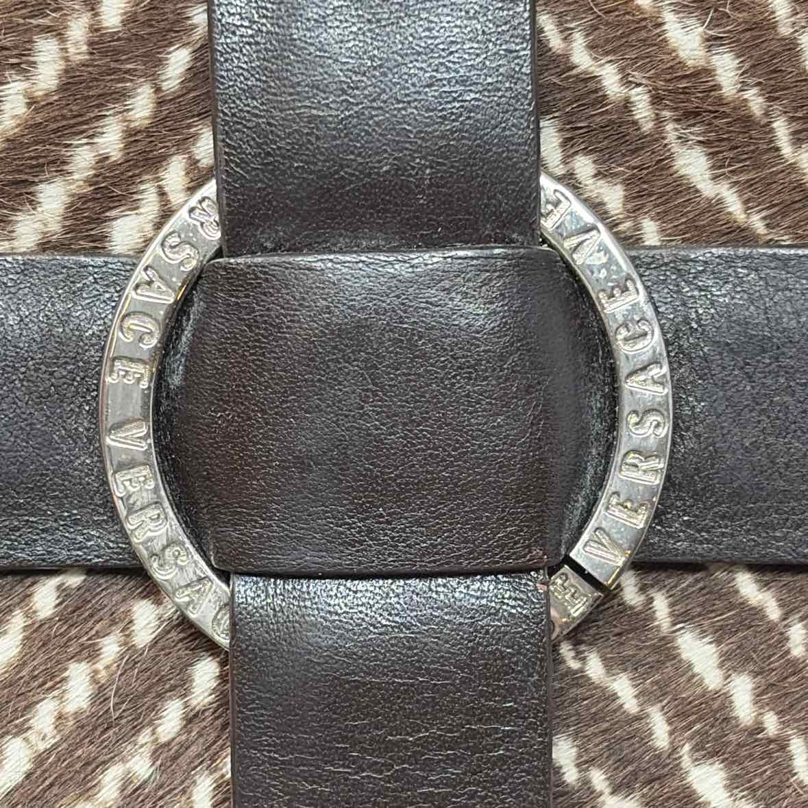 Pre-Owned Versace Brown Leather Designer Handbag