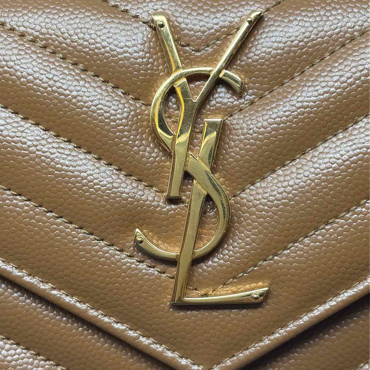 Pre-Owned Saint Laurent Cognac Leather Designer Wallet