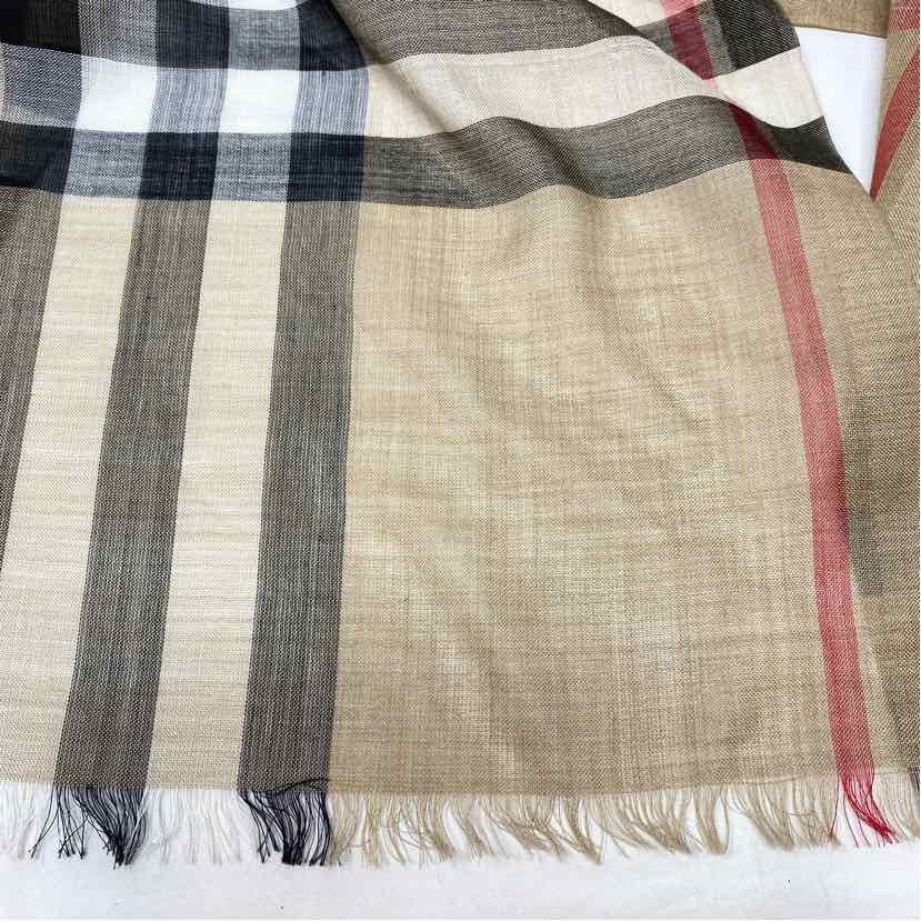 Pre-Owned Burberry Print Wool Designer Scarf