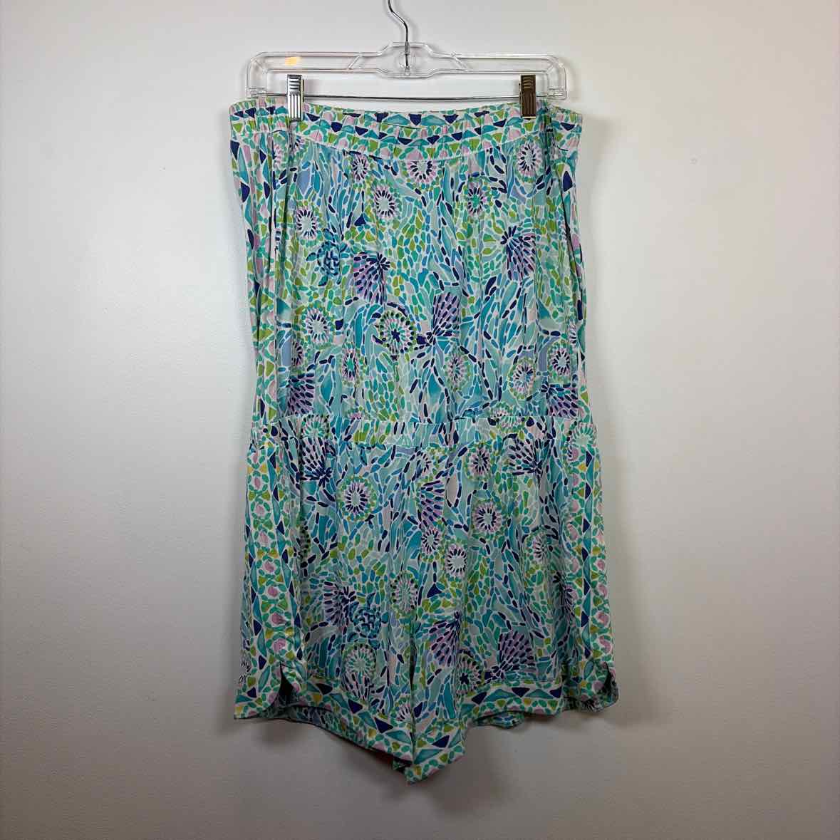 Pre-Owned Size XL Lilly Pulitzer Green Print Romper