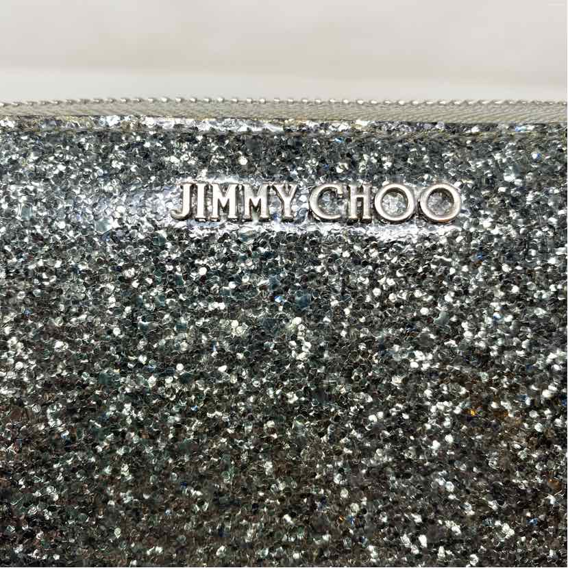 Pre-Owned Jimmy Choo Silver Multi Coated Canvas Designer Wallet