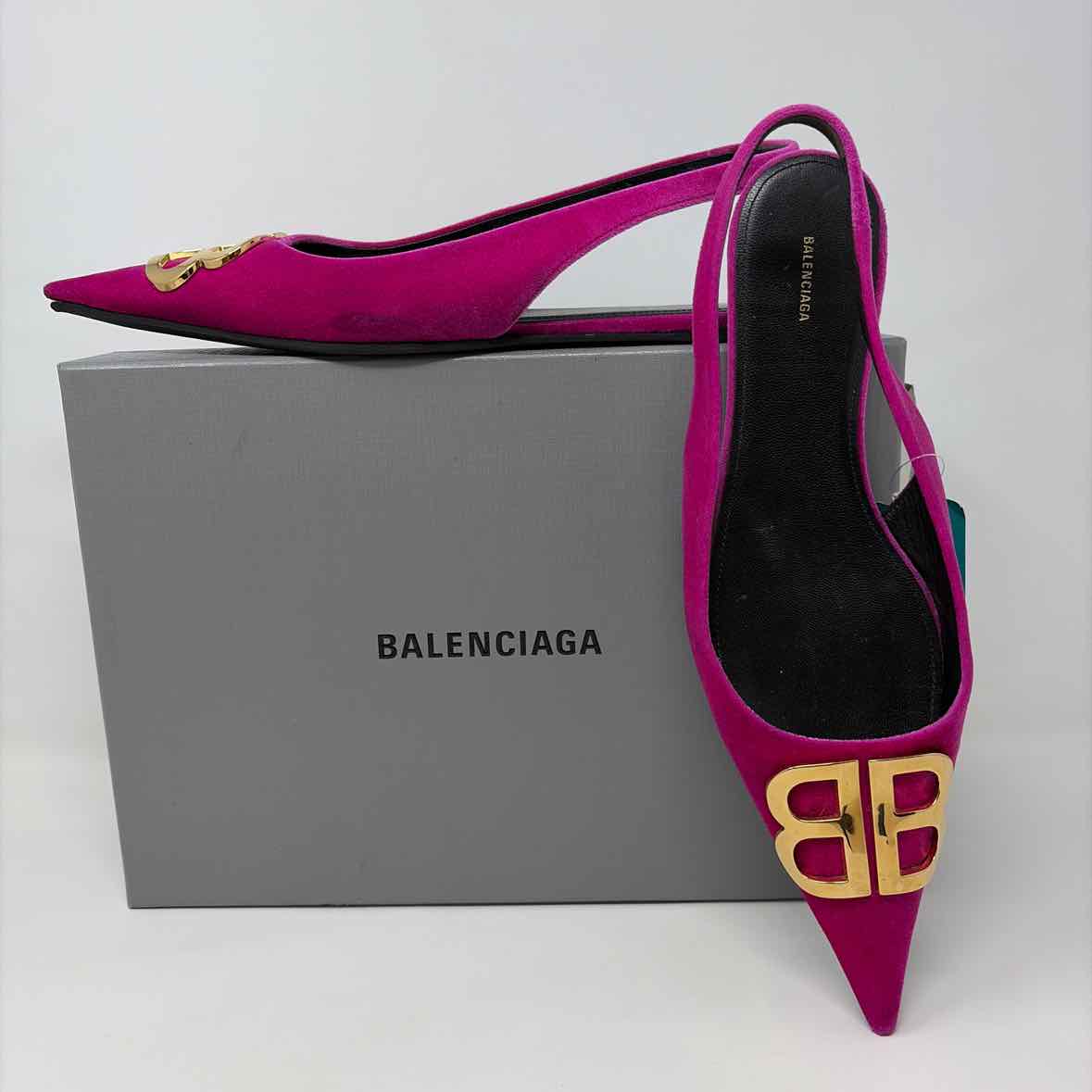 Pre-Owned Balenciaga Pink Velvet Shoe Size 10.5 Designer Shoes