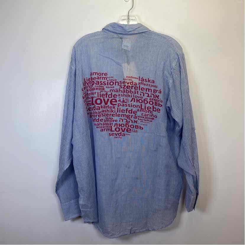 Pre-Owned Size M Elan blue stripe Top