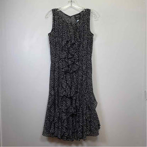 Pre-Owned Size 10/L Adriana Papell Black Polka Dot Casual Dress