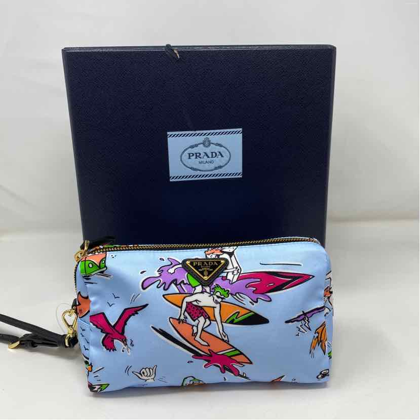 Pre-Owned Prada Blue Multi Nylon Designer Handbag