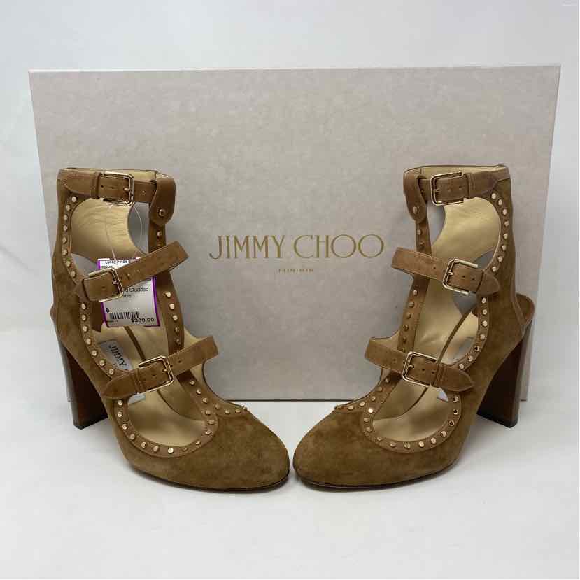 Pre-Owned Jimmy Choo Cognac Suede Shoe Size 8 Designer Shoes