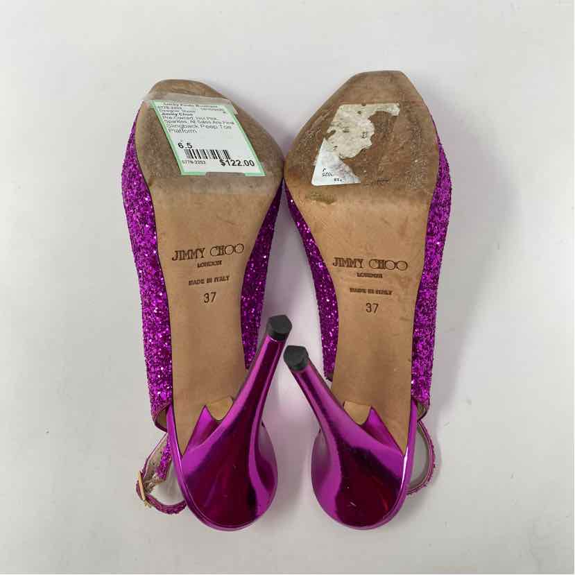 Pre-Owned Jimmy Choo Hot Pink Sparkles Shoe Size 6.5 Designer Shoes
