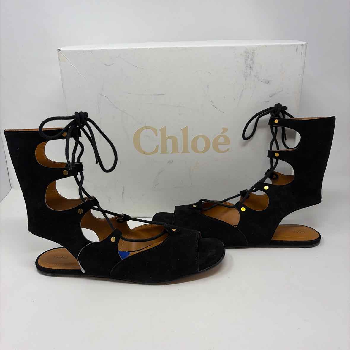 Pre-Owned Chloe Black Suede Shoe Size 10 Designer Shoes