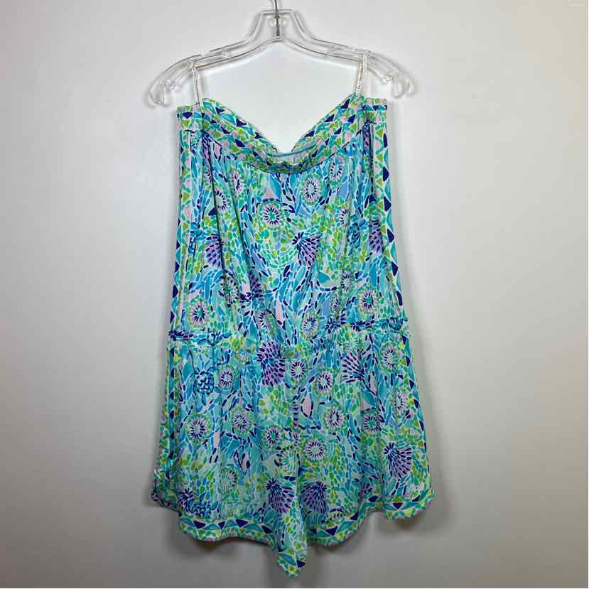 Pre-Owned Size XL Lilly Pulitzer Teal Multi Romper