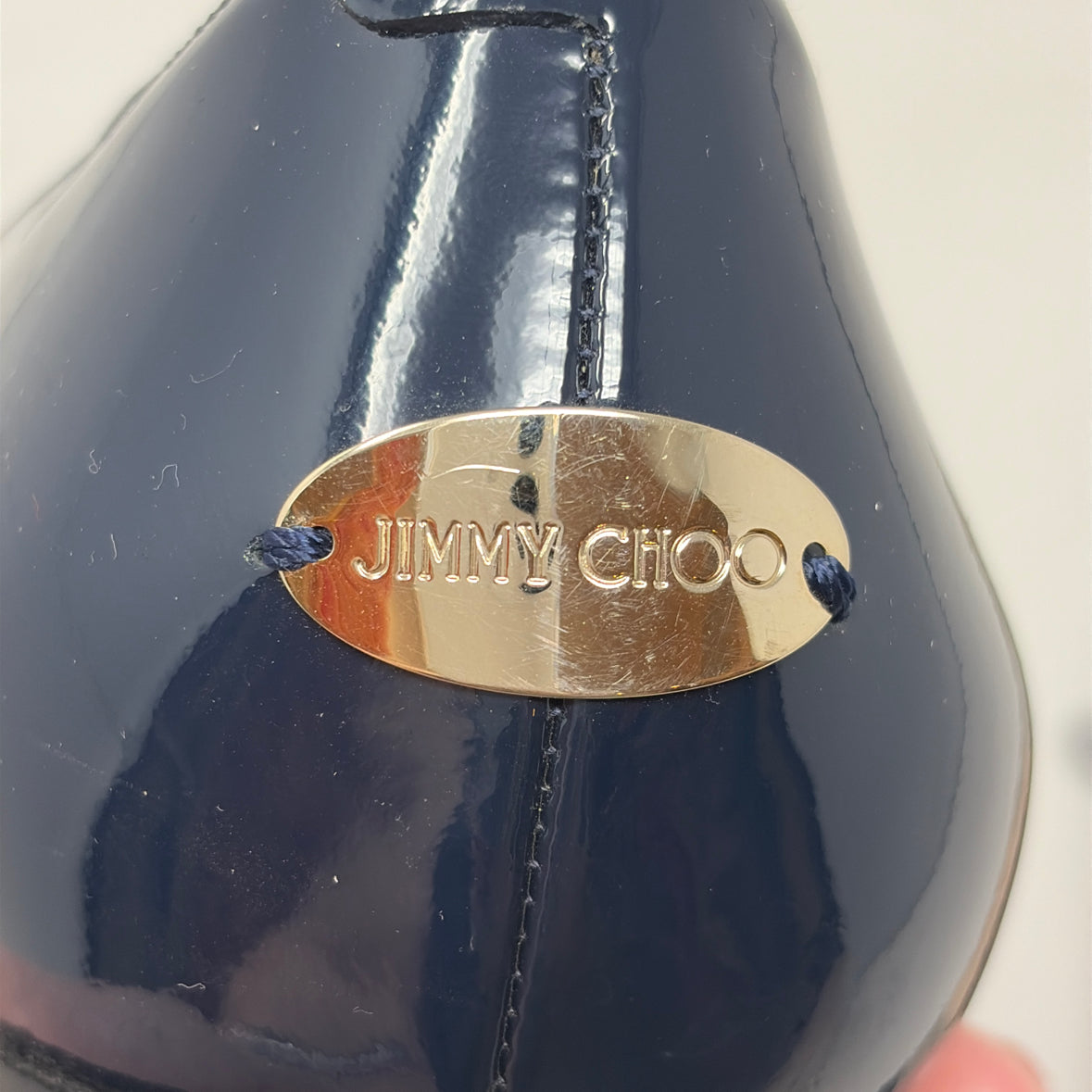 Pre-Owned Jimmy Choo Navy Patent Shoe Size 9 Designer Shoes