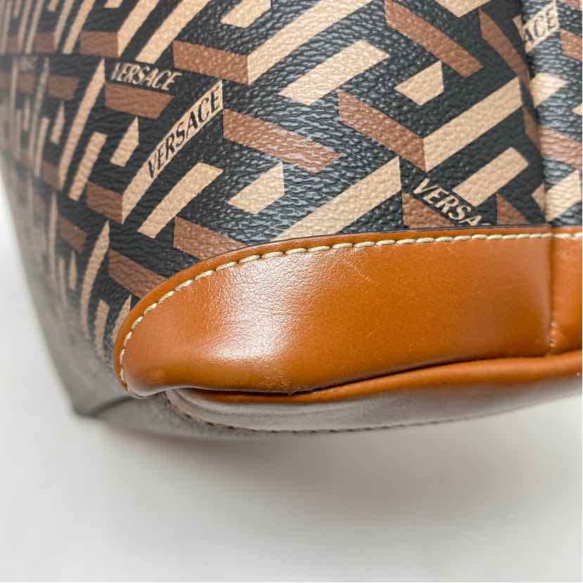 Pre-Owned Versace Cognac Coated Canvas Designer Handbag