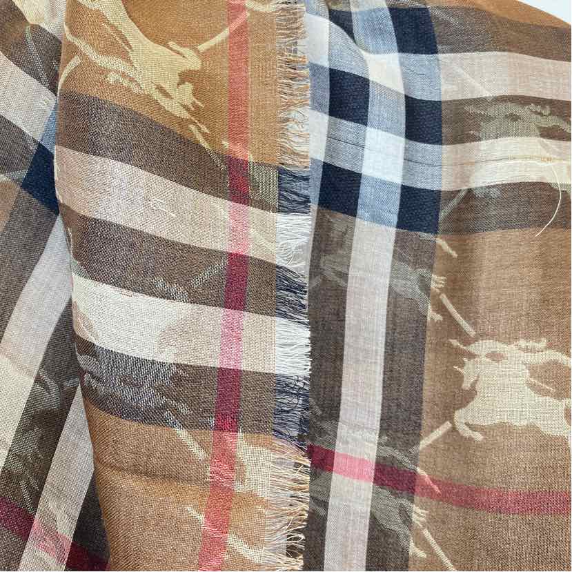 Pre-Owned Burberry Print Wool Designer Scarf