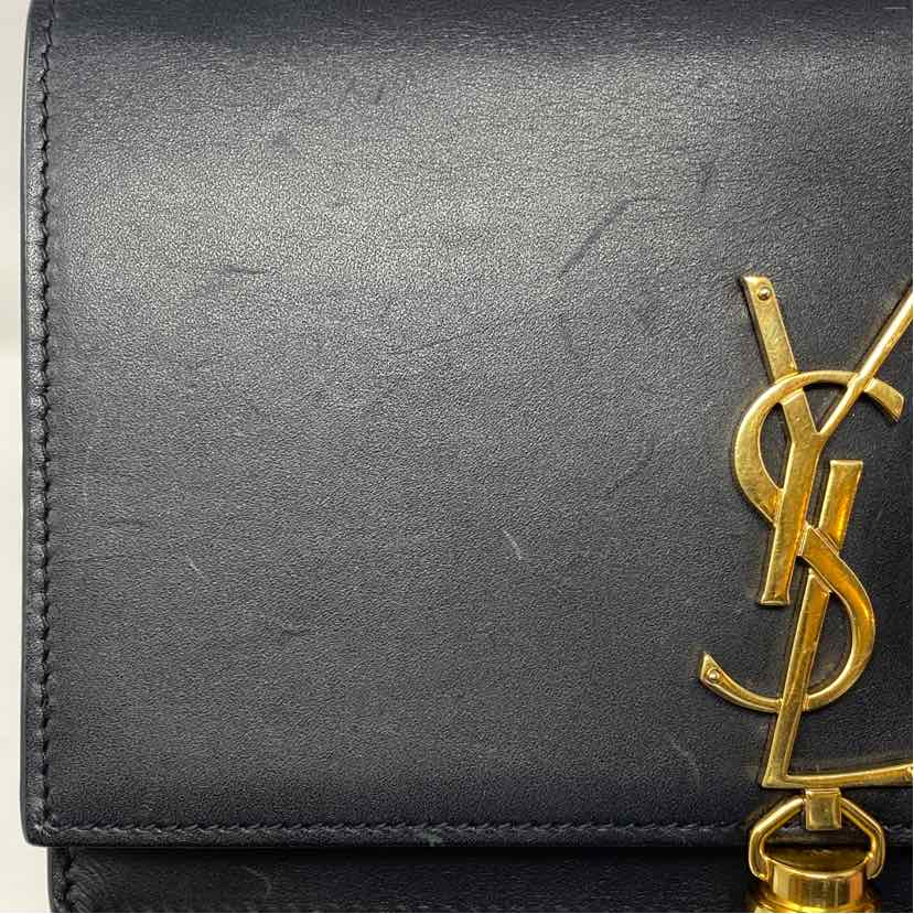 Pre-Owned Saint Laurent Black Leather Designer Handbag