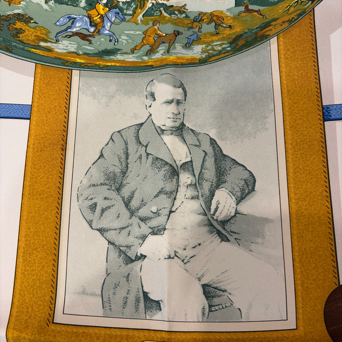 Pre-Owned Hermes Navy Multi Silk Designer Scarf