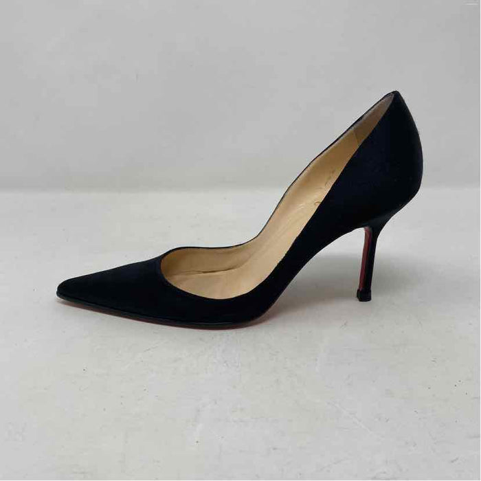 Pre-Owned Christian Louboutin Black Satin Shoe Size 5 Designer Shoes