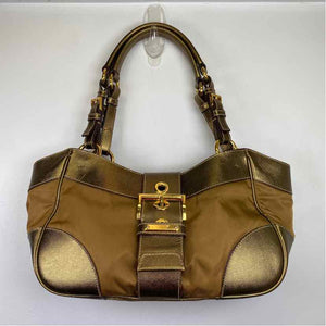 Pre-Owned Prada Gold Fabric Designer Handbag