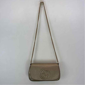 Pre-Owned Gucci Gold Leather Designer Handbag