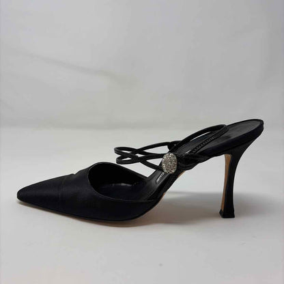 Pre-Owned Manolo Blahnik Black Satin Shoe Size 8 Designer Shoes