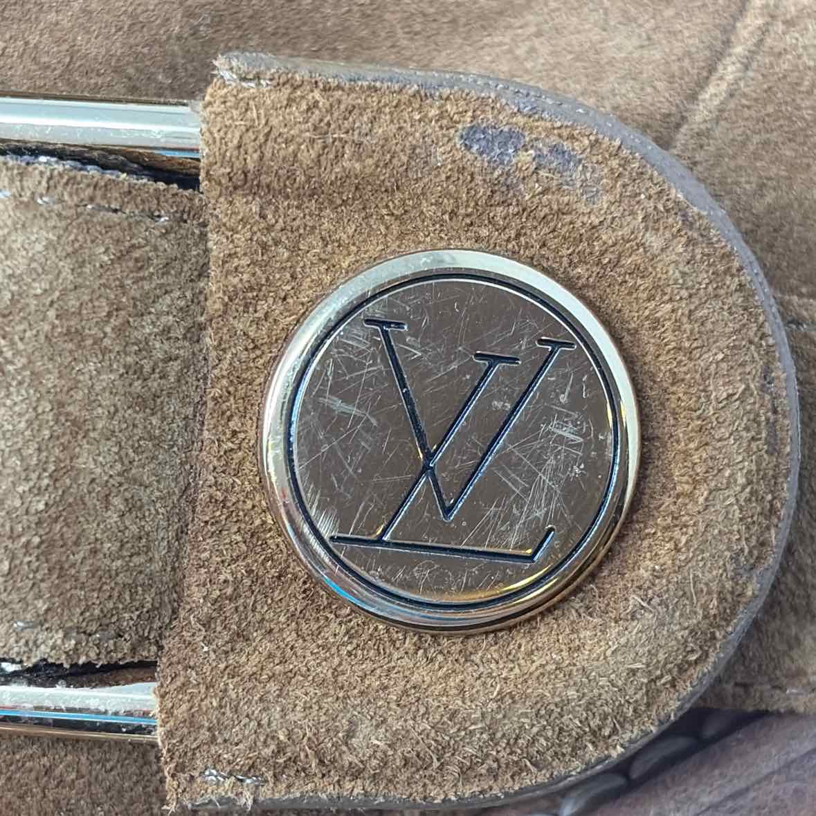 Pre-Owned Louis Vuitton Cognac Suede Shoe Size 9.5 Designer Shoes