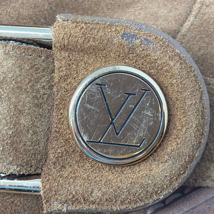 Pre-Owned Louis Vuitton Cognac Suede Shoe Size 9.5 Designer Shoes