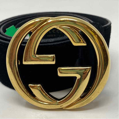 Pre-Owned Gucci Black Suede Designer Belt