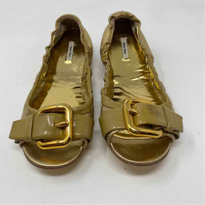 Pre-Owned Miu Miu Gold Leather Shoe Size 5 Designer Shoes