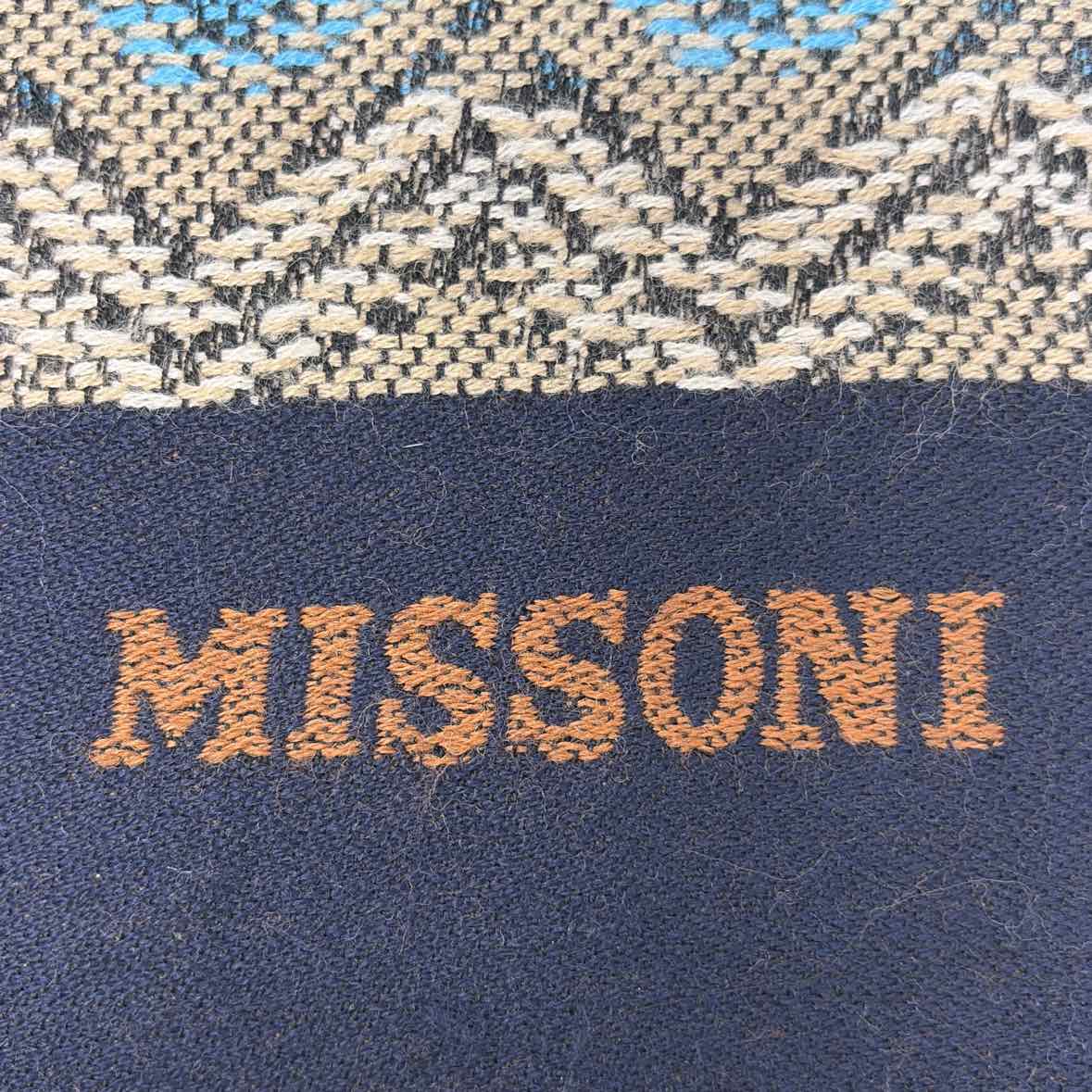 Pre-Owned Missoni Blue Multi Knit Designer Scarf