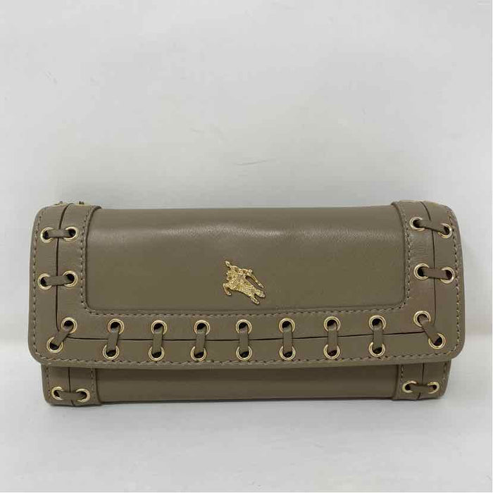 Pre-Owned Burberry Taupe Leather Designer Wallet