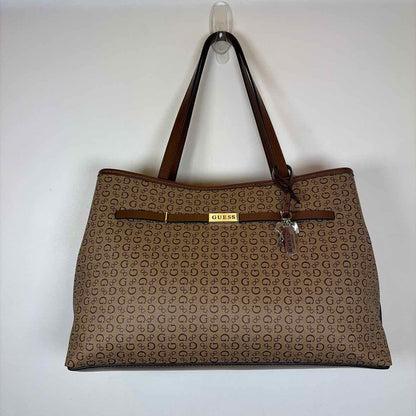 Pre-Owned Guess Brown Canvas Handbag
