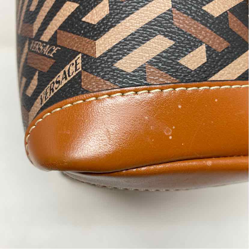 Pre-Owned Versace Cognac Coated Canvas Designer Handbag