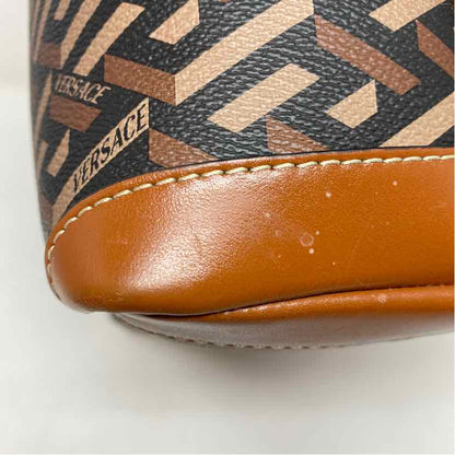 Pre-Owned Versace Cognac Coated Canvas Designer Handbag