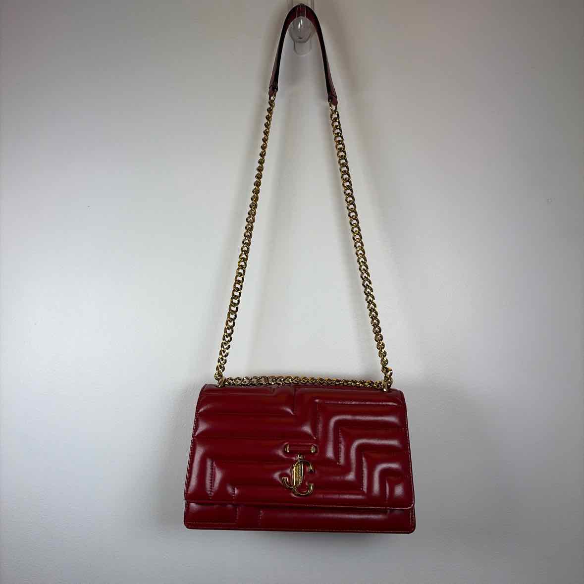 Pre-Owned Jimmy Choo Red Leather Designer Handbag