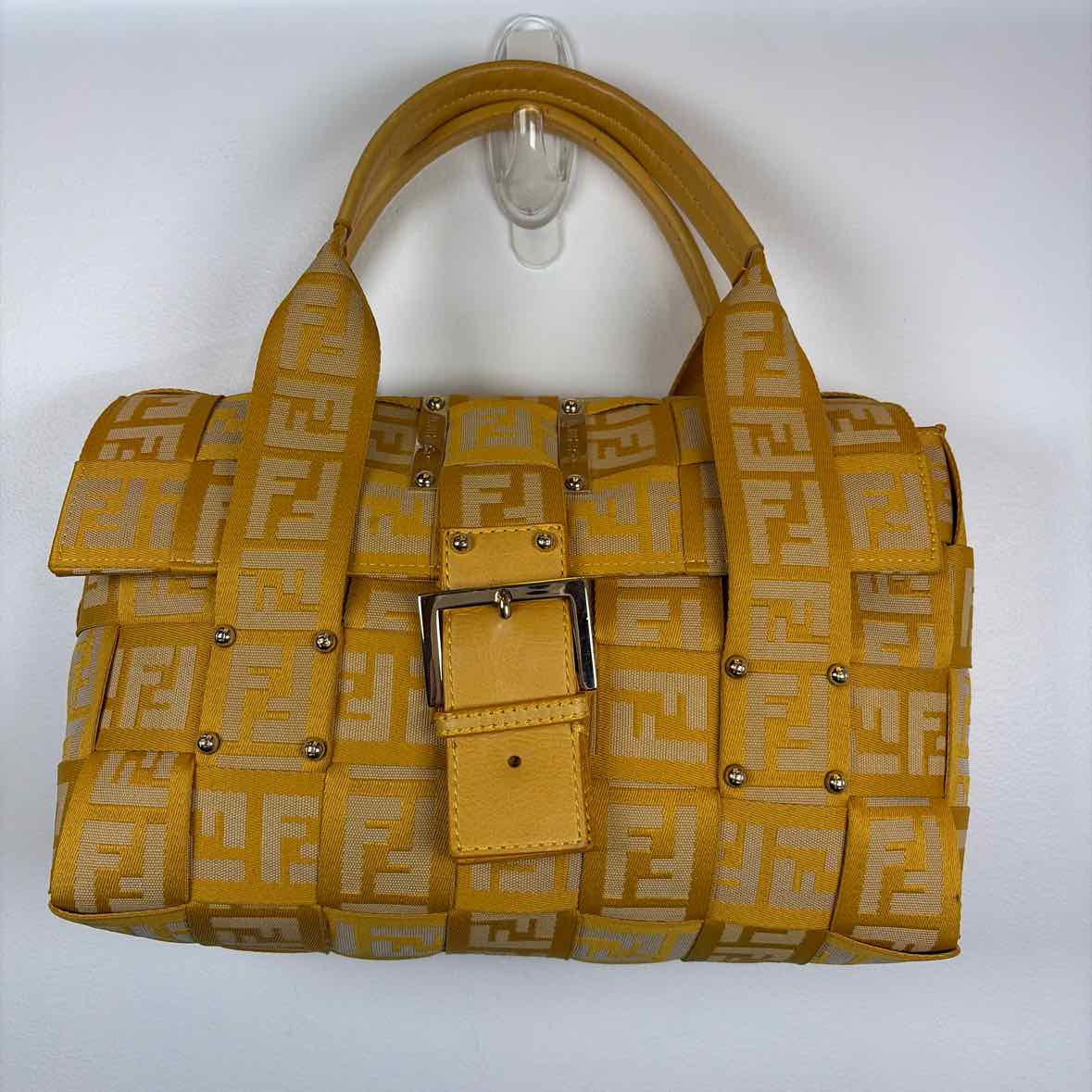 Pre-Owned Fendi Yellow Canvas Designer Handbag