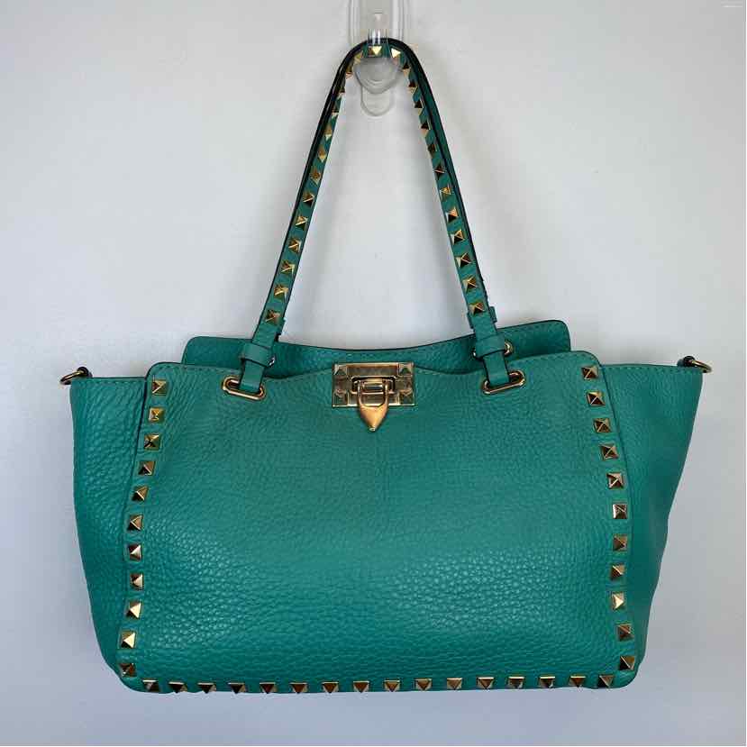 Pre-Owned Valentino Turqouise Leather Designer Handbag