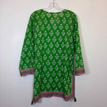 Pre-Owned Size L Mary Marshmallow Green Print Casual Dress