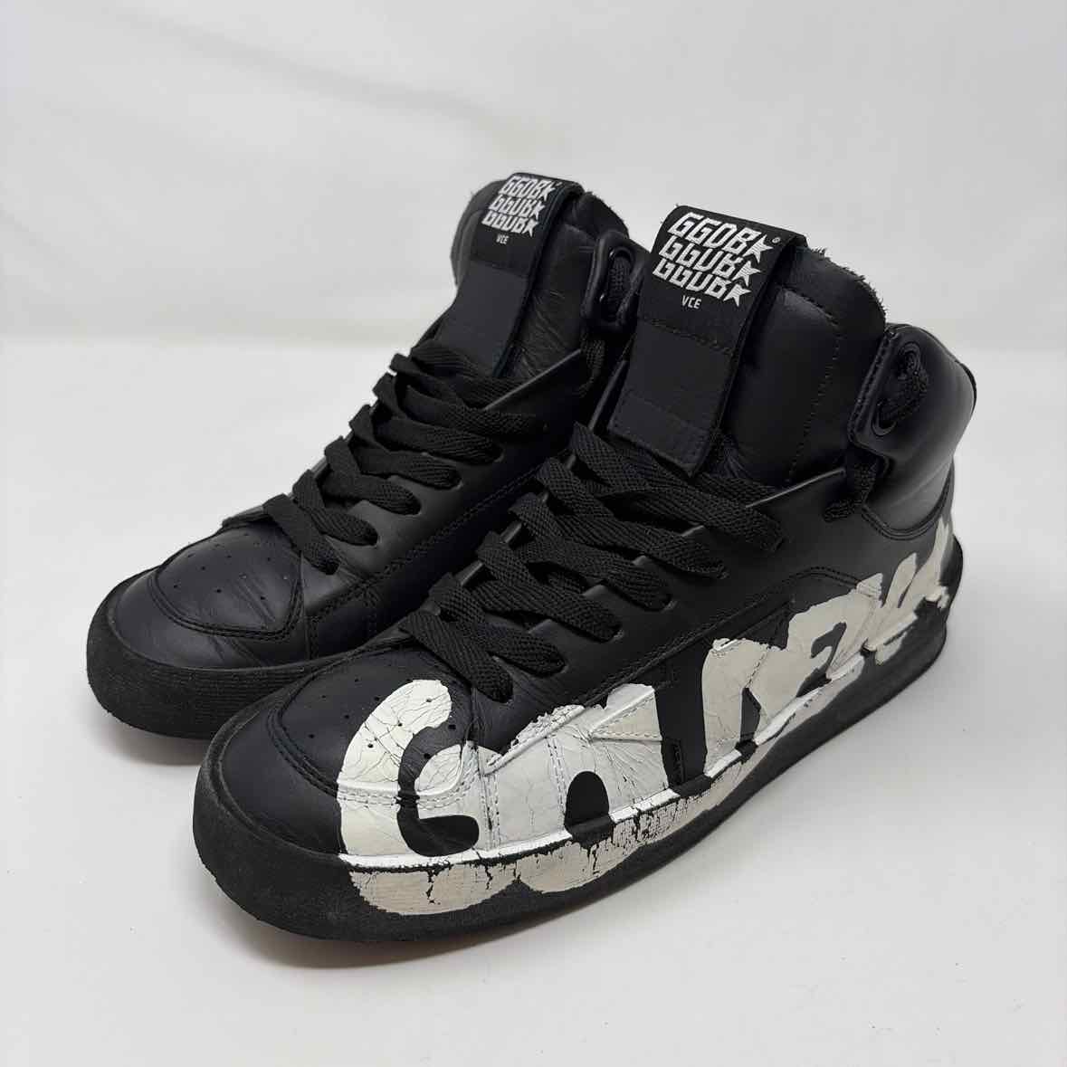 Pre-Owned Golden Goose Black Leather Shoe Size 7.5 Designer Shoes