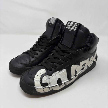 Pre-Owned Golden Goose Black Leather Shoe Size 7.5 Designer Shoes