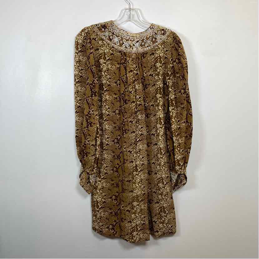 Pre-Owned Size XS Nieves Lavi Brown Print Casual Dress