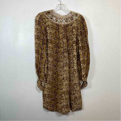 Pre-Owned Size XS Nieves Lavi Brown Print Casual Dress
