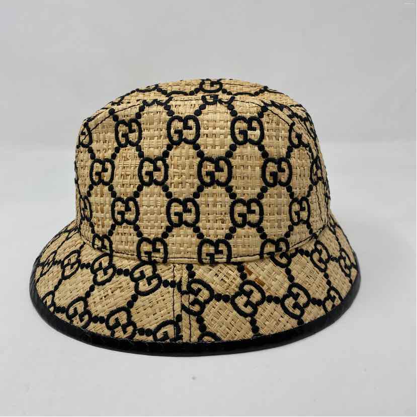 Pre-Owned Gucci Monogram Straw Designer Hats