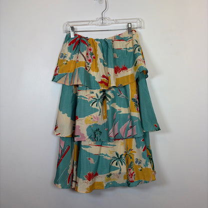 Pre-Owned Size L True Destinations Teal Multi Skirt