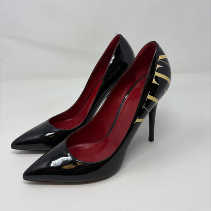 Pre-Owned Valentino Black Patent Shoe Size 8.5 Designer Shoes