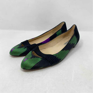 Pre-Owned Shoe Size 9 Oscar de La Renta Black Multi Flats