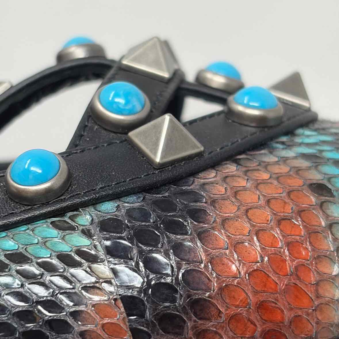 Pre-Owned Valentino Teal Multi Leather Shoe Size 8 Designer Shoes