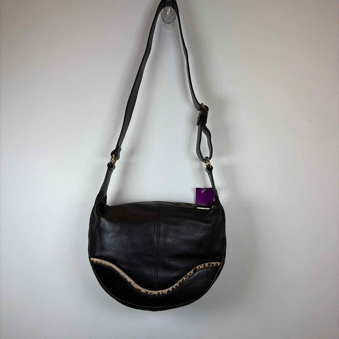 Pre-Owned Badgley Mischka Black Print Leather Handbag