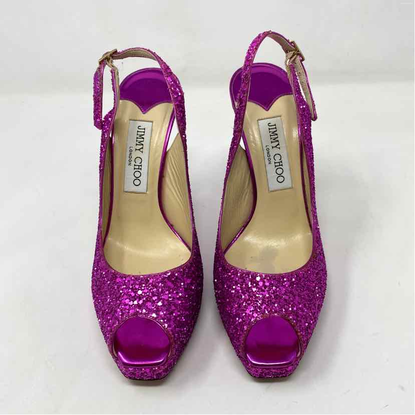 Pre-Owned Jimmy Choo Hot Pink Sparkles Shoe Size 6.5 Designer Shoes